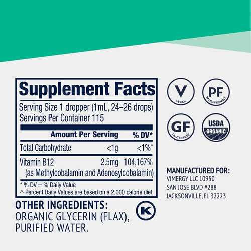 Vimergy Vitamins & Supplements Organic Liquid B12